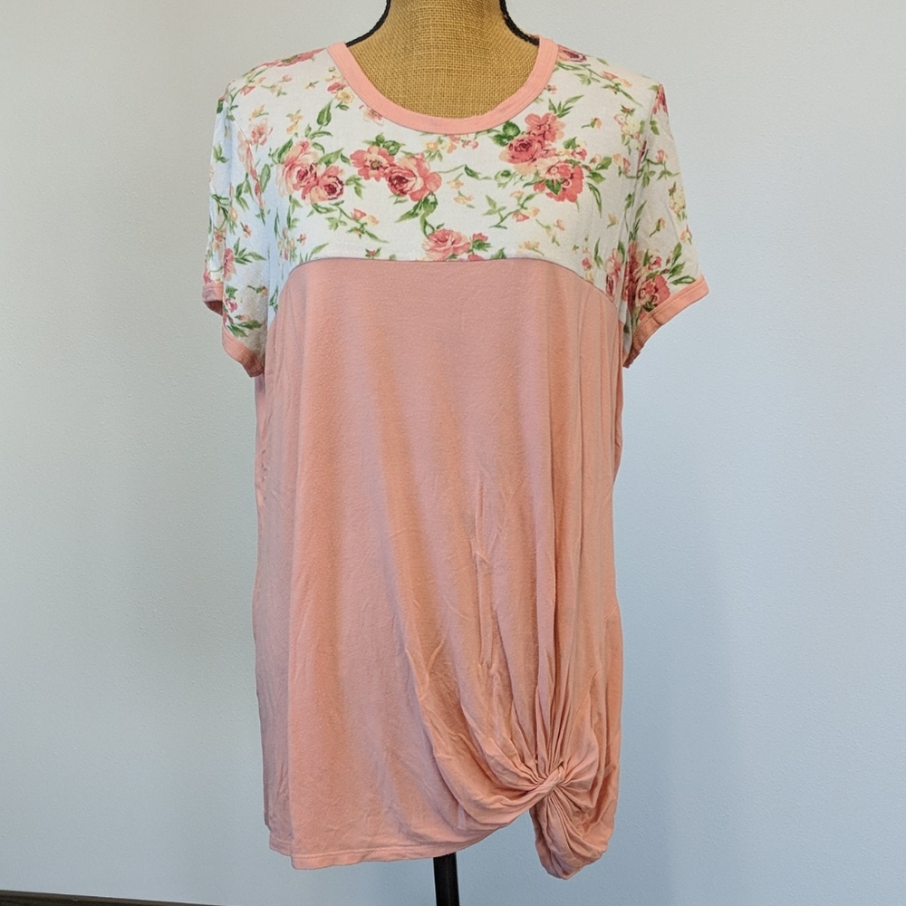 Floral side knot shirt